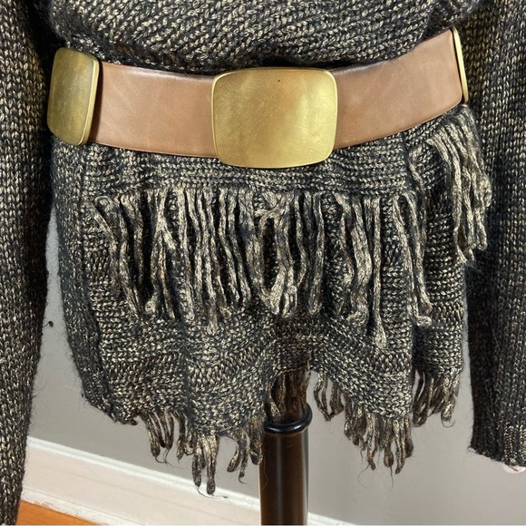 Donna Karan belt small leather chunky metal hardware western brown metallic main image 6
